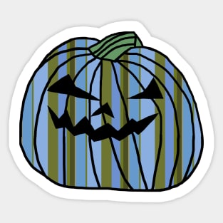 Blue Green Stripes Halloween Horror Pumpkin Sticker